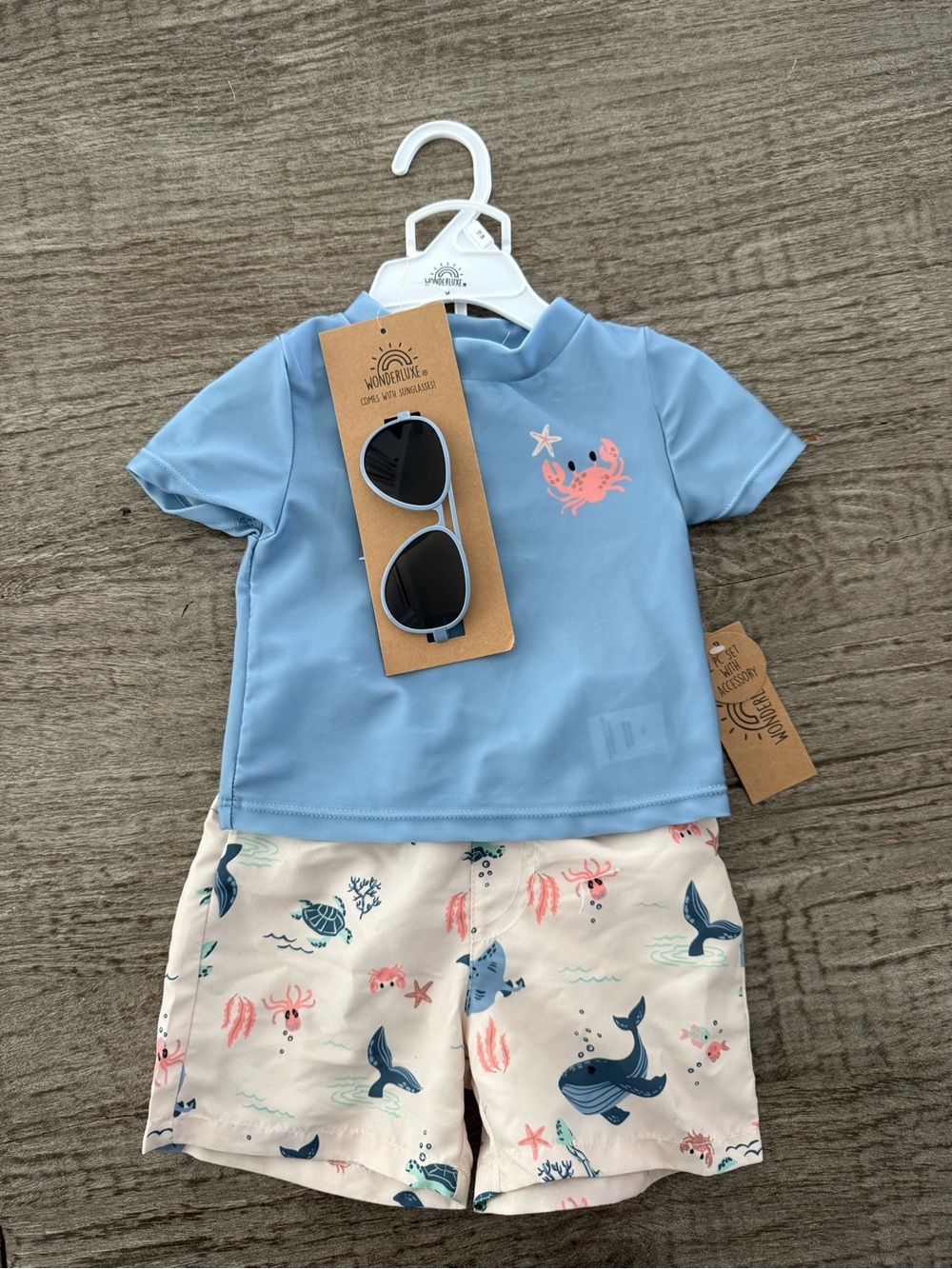Wonderluxe three piece swim set size 12 months